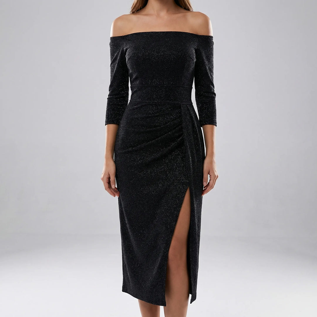 Slantrix - Vestido midi ajustado con hombros descubiertos