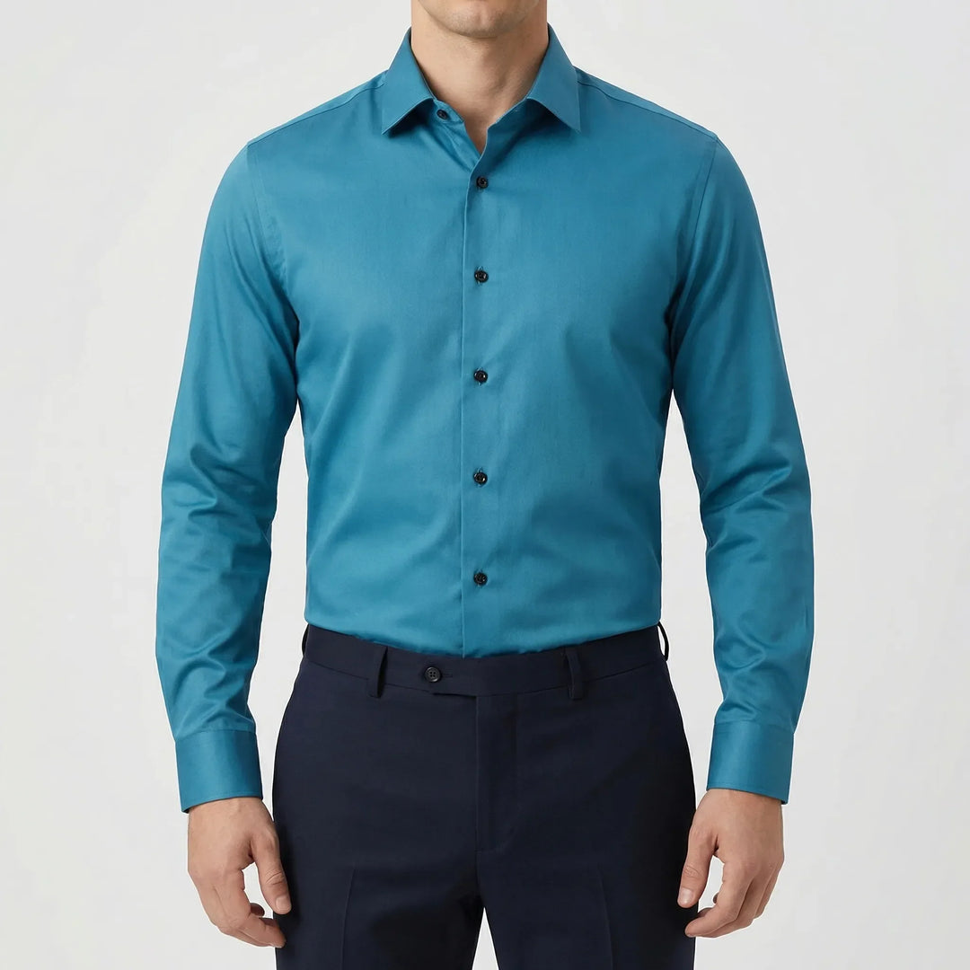 Slexon - Camisa de vestir de manga larga de corte ajustado