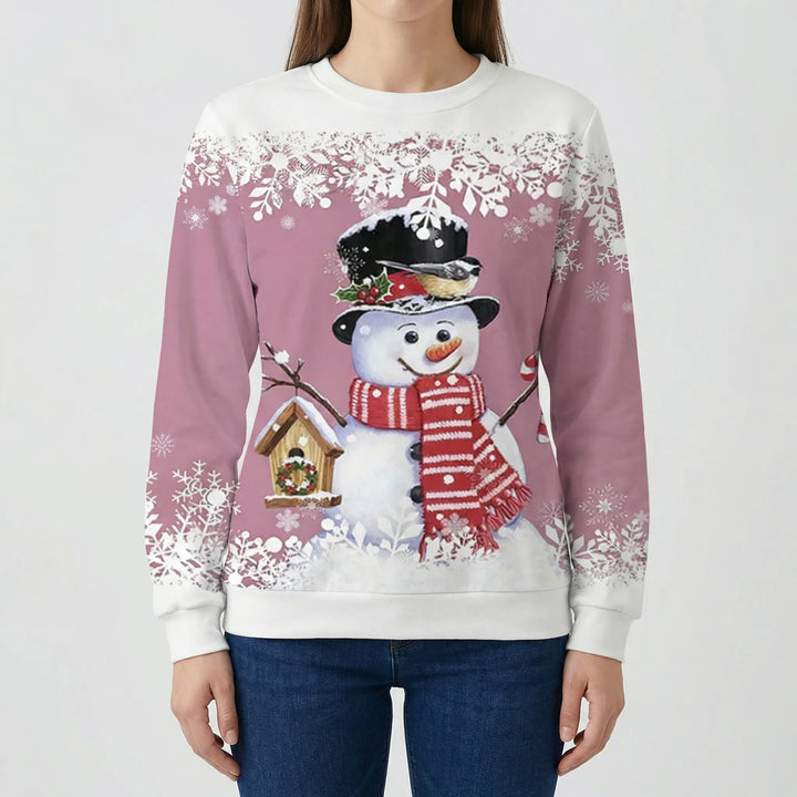 Sudadera Snowvella con cuello redondo y estampado de muñeco de nieve.