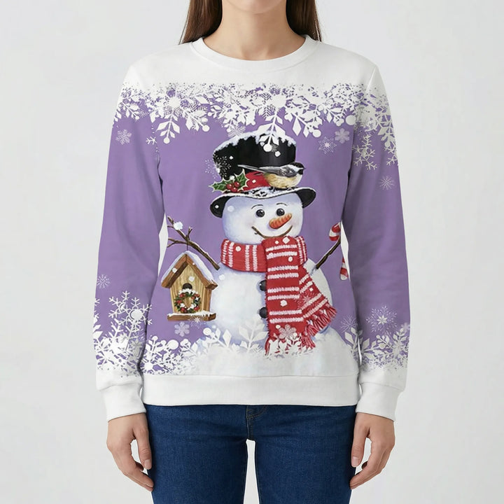Sudadera Snowvella con cuello redondo y estampado de muñeco de nieve.