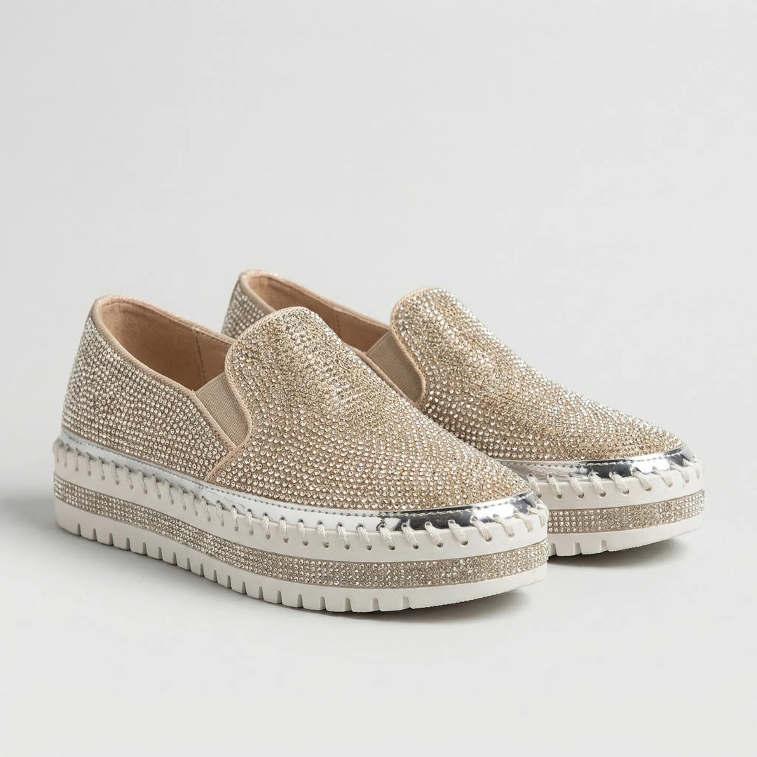 Sparkova - Zapatos planos sin cordones adornados con pedrería