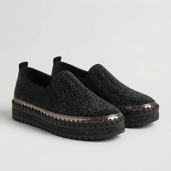 Sparkova - Zapatos planos sin cordones adornados con pedrería