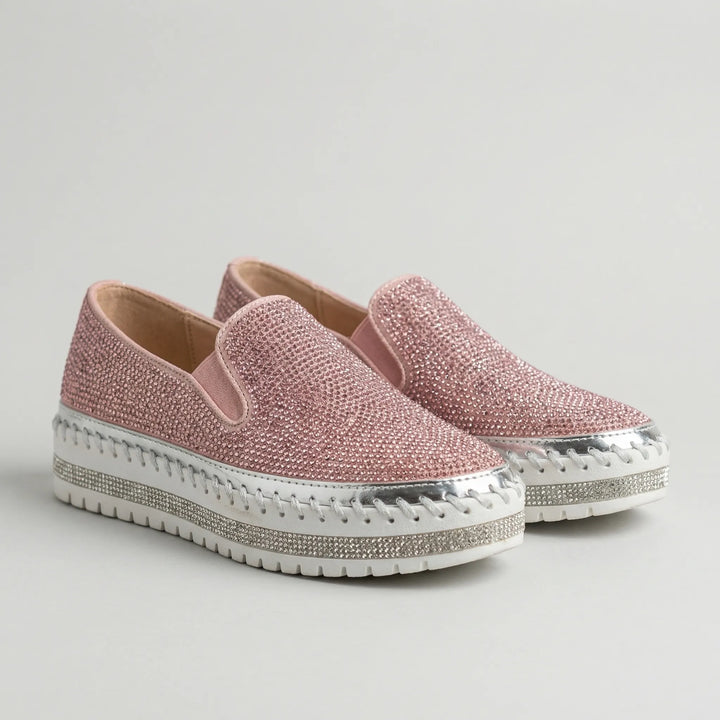Sparkova - Zapatos planos sin cordones adornados con pedrería
