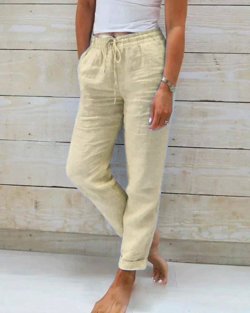 Pantalones casuales de lino para mujer