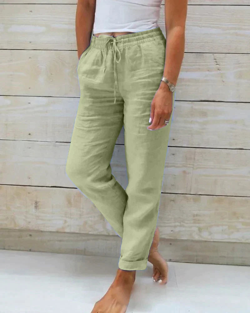 Pantalones casuales de lino para mujer