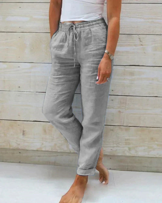Pantalones casuales de lino para mujer