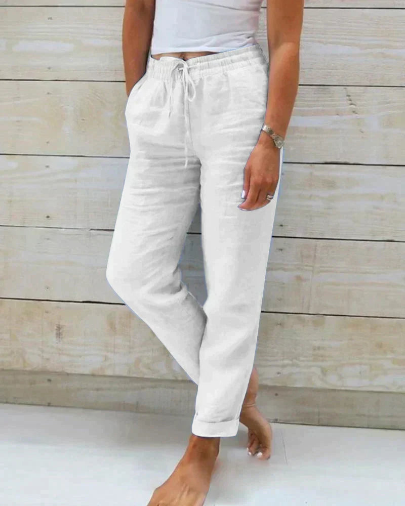 Pantalones casuales de lino para mujer