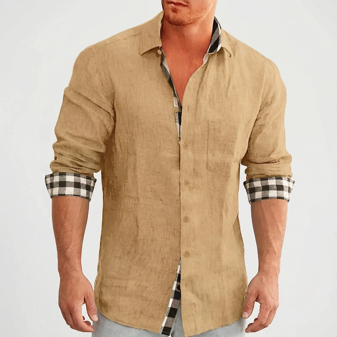 Stradell - Camisa informal de manga larga con botones delanteros