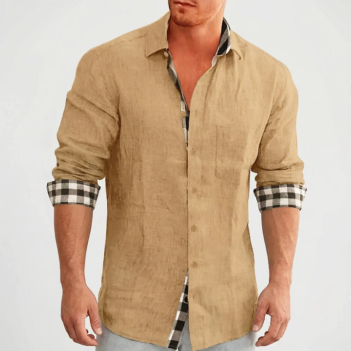Stradell - Camisa informal de manga larga con botones delanteros