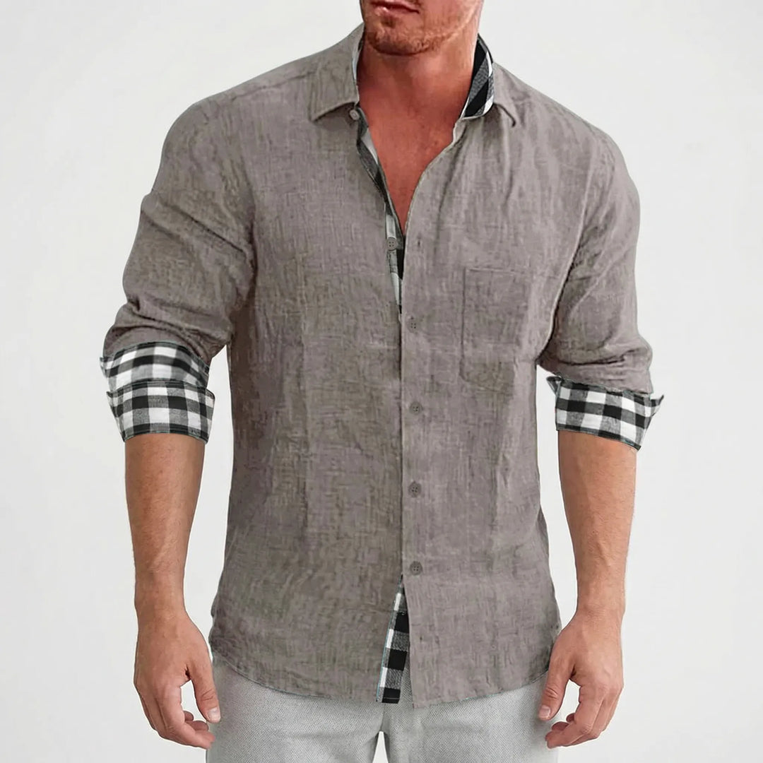 Stradell - Camisa informal de manga larga con botones delanteros