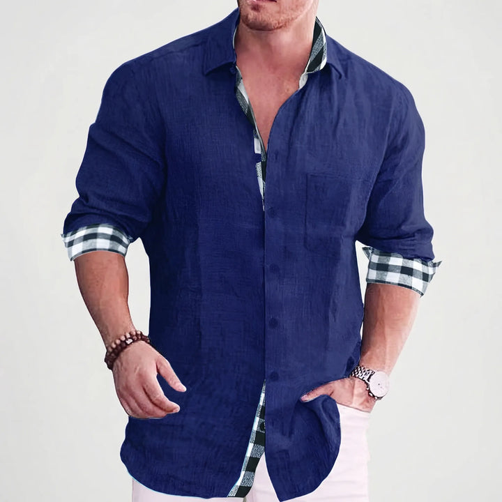 Stradell - Camisa informal de manga larga con botones delanteros