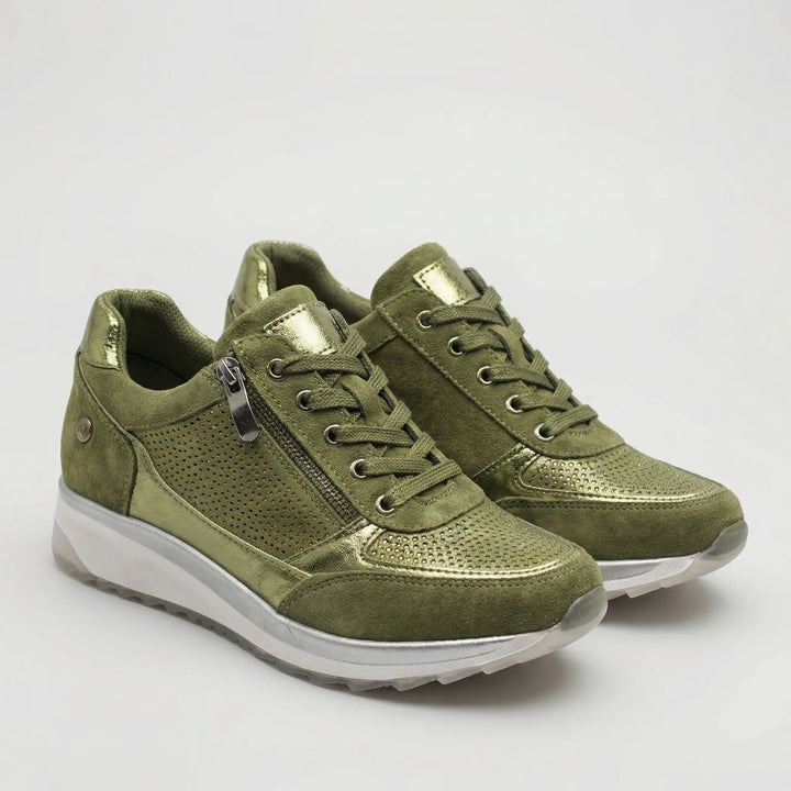 Stridella - Zapatillas cómodas con cremallera y cordones