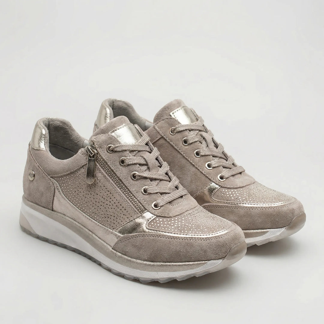 Stridella - Zapatillas cómodas con cremallera y cordones
