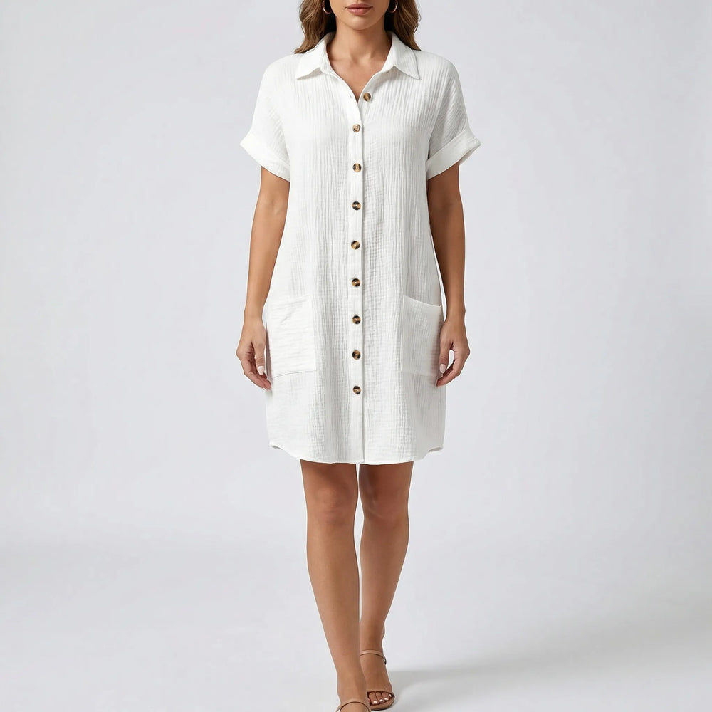 Structa - Vestido midi con cuello y botones en la parte delantera