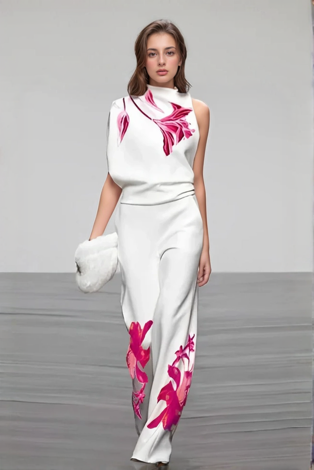 Conjunto de dos piezas para mujer Diseño floral atrevido