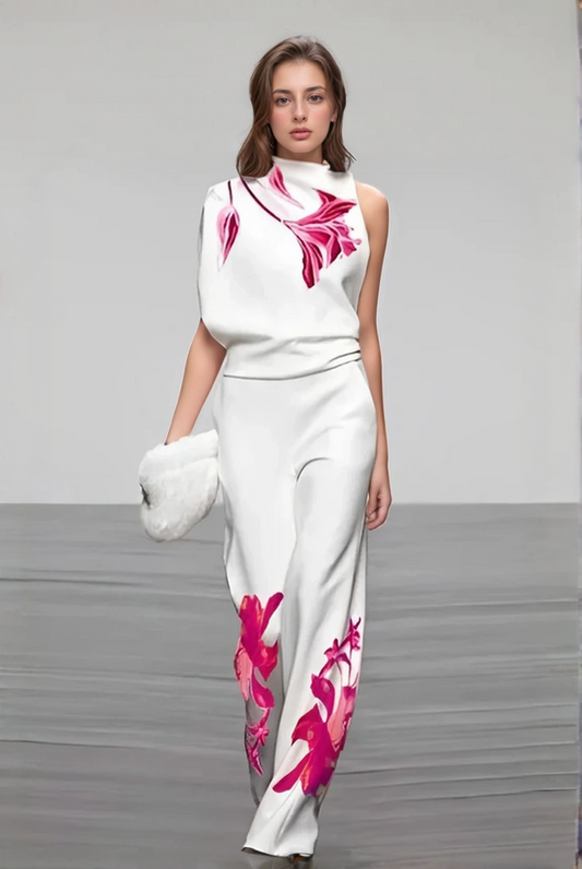 Conjunto de dos piezas para mujer Diseño floral atrevido