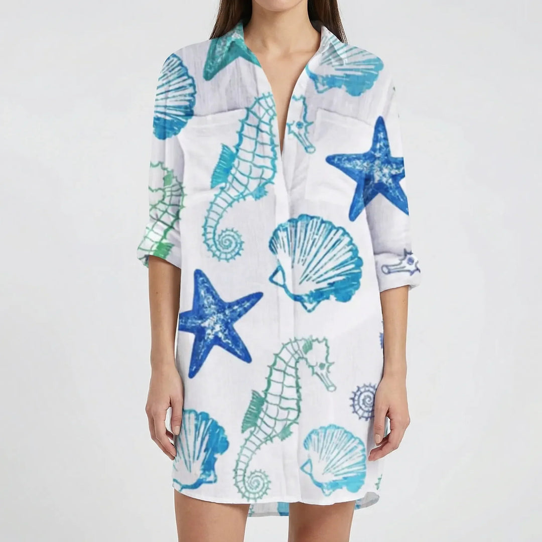 Tidalora - Vestido camisero abotonado con estampado tie-dye