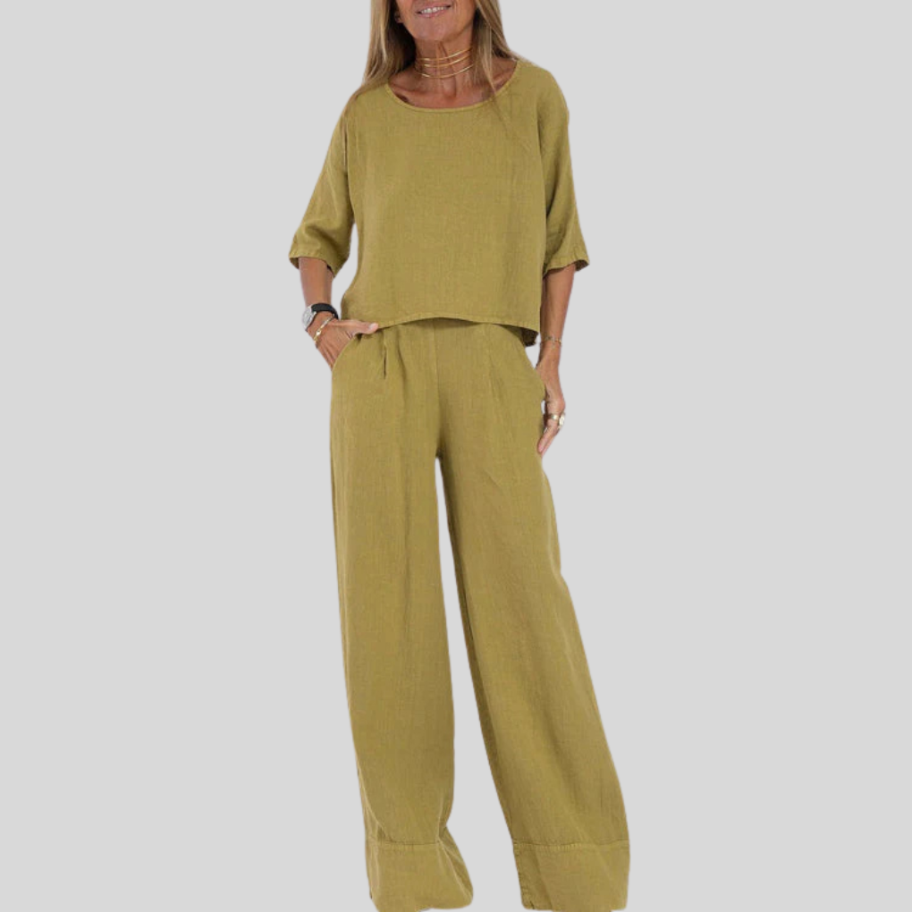 Conjunto de dos piezas de algodón y lino