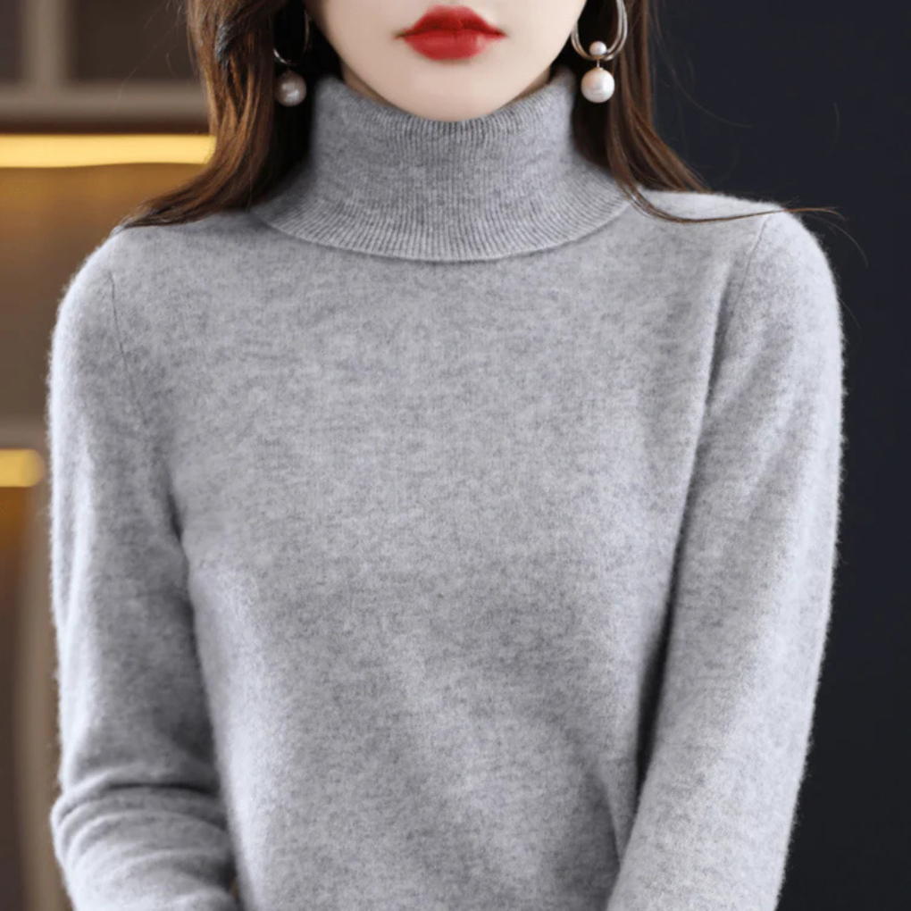 Suéter de Cuello Alto de Punto Fino para Mujeres