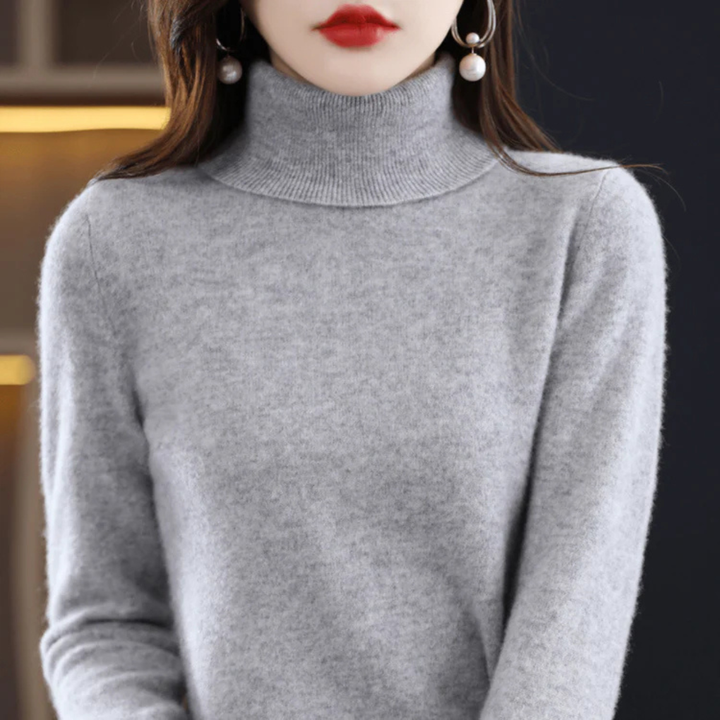 Suéter de Cuello Alto de Punto Fino para Mujeres