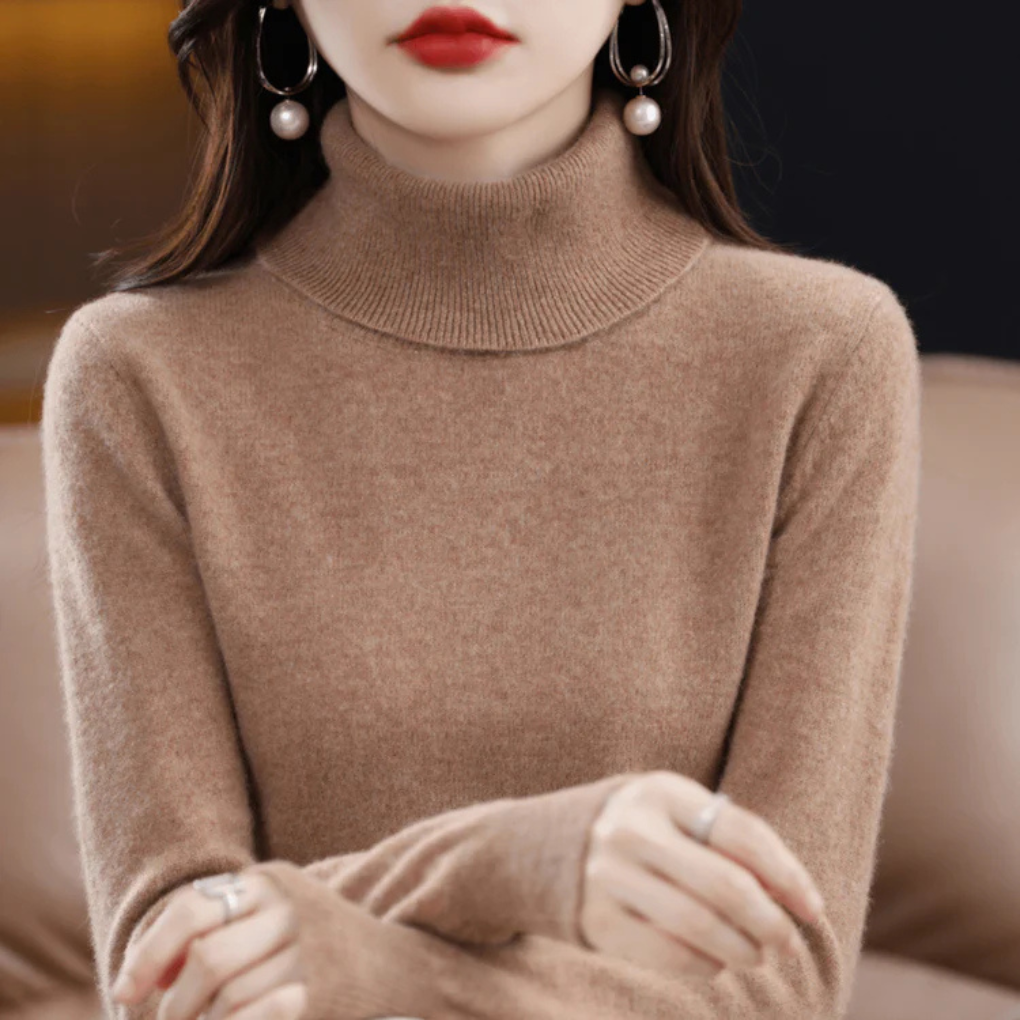 Suéter de Cuello Alto de Punto Fino para Mujeres