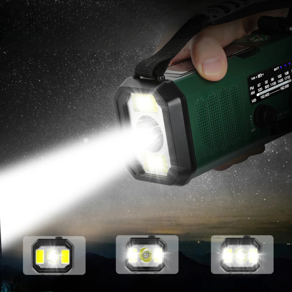 Radio solar y manivela de emergencia universal