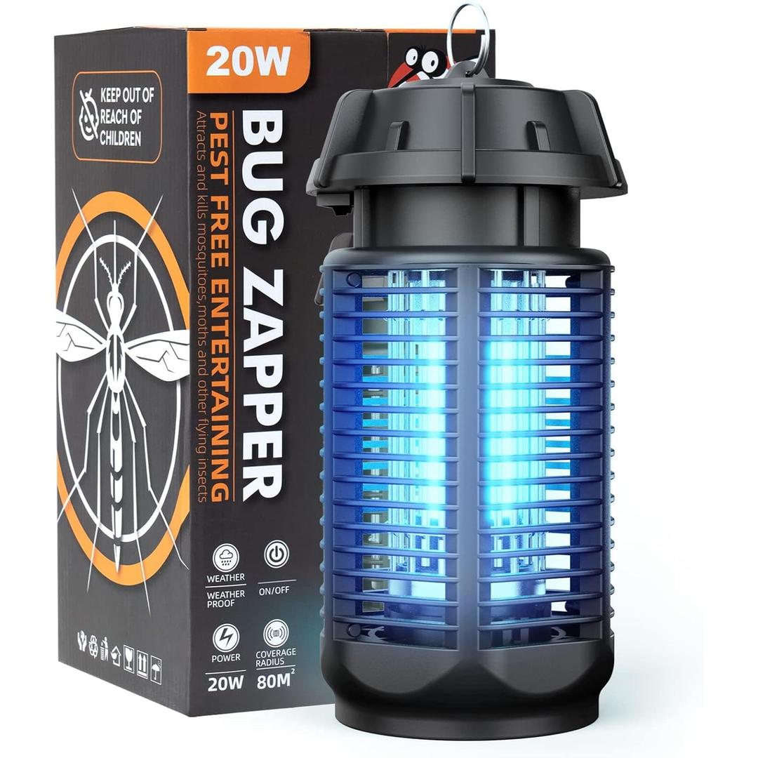 Asesino de insectos eléctrico con luz UV de 20W y 4200V de red, resistente al agua IPX4