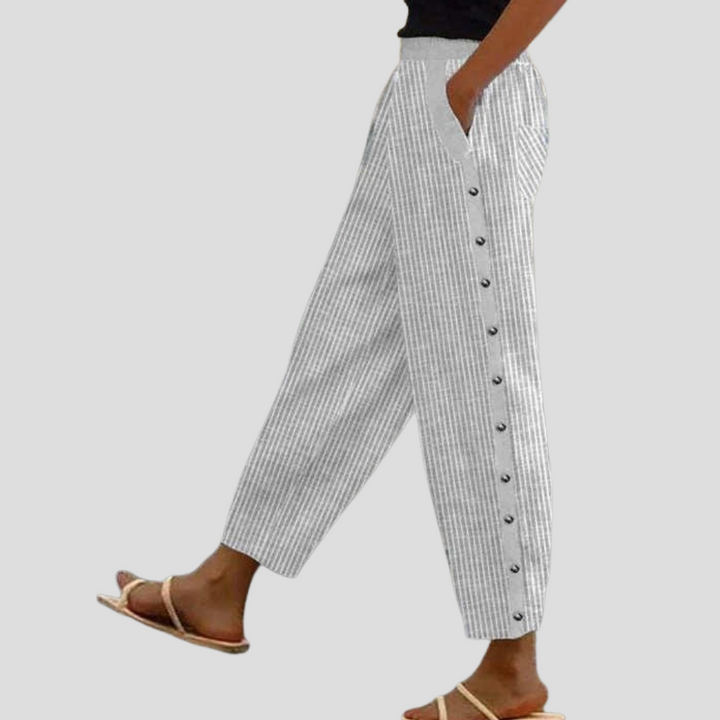 Pantalones Anchos a Rayas para Mujeres con Bolsillos