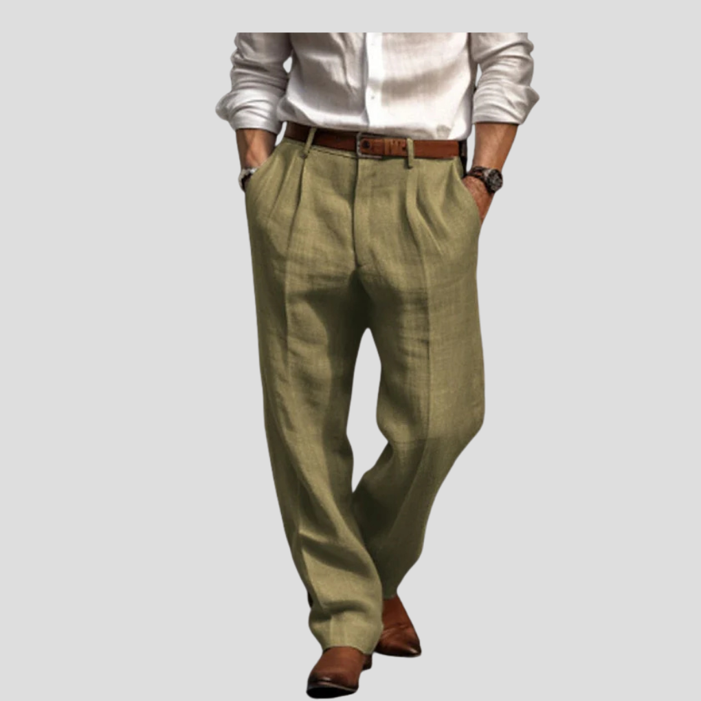 Pantalones de lino plisados para hombre