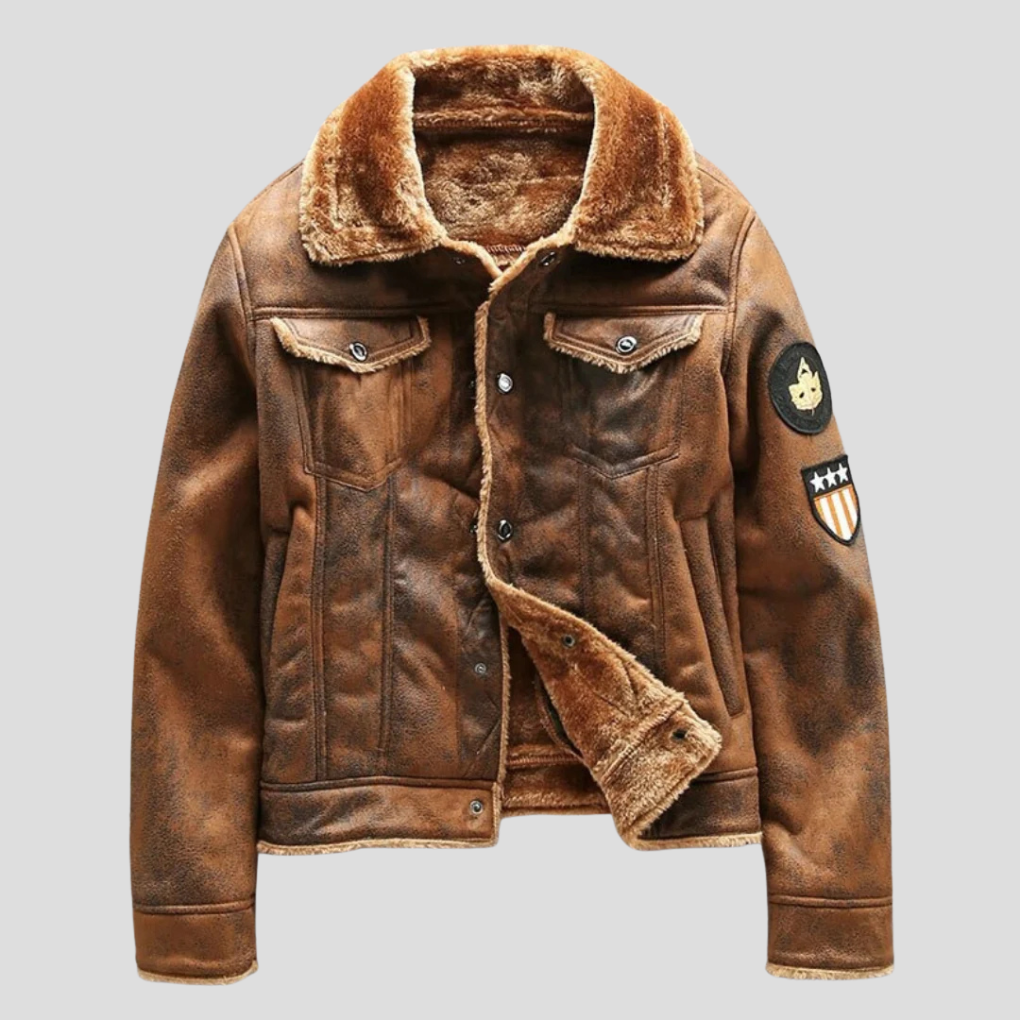 Chaqueta de motociclista de ante para hombre