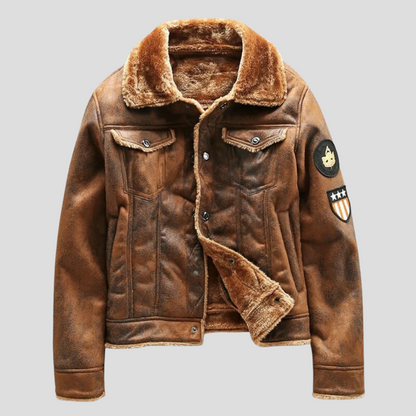 Chaqueta de motociclista de ante para hombre