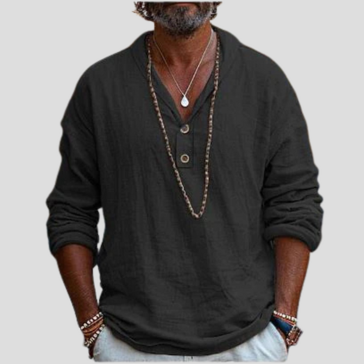 Camisa de Lino de Mangas Largas para Hombre – Diseño Refinado con Atractivo Casual