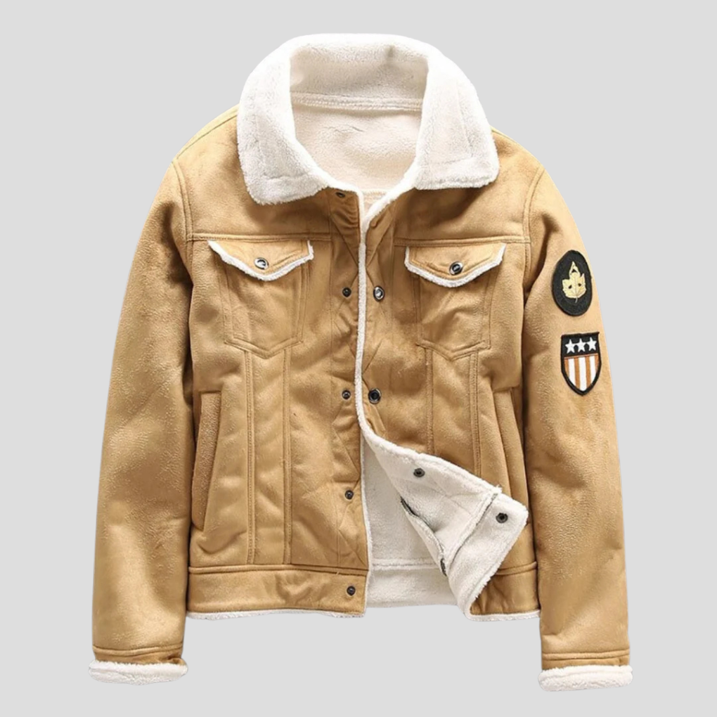 Chaqueta de motociclista de ante para hombre