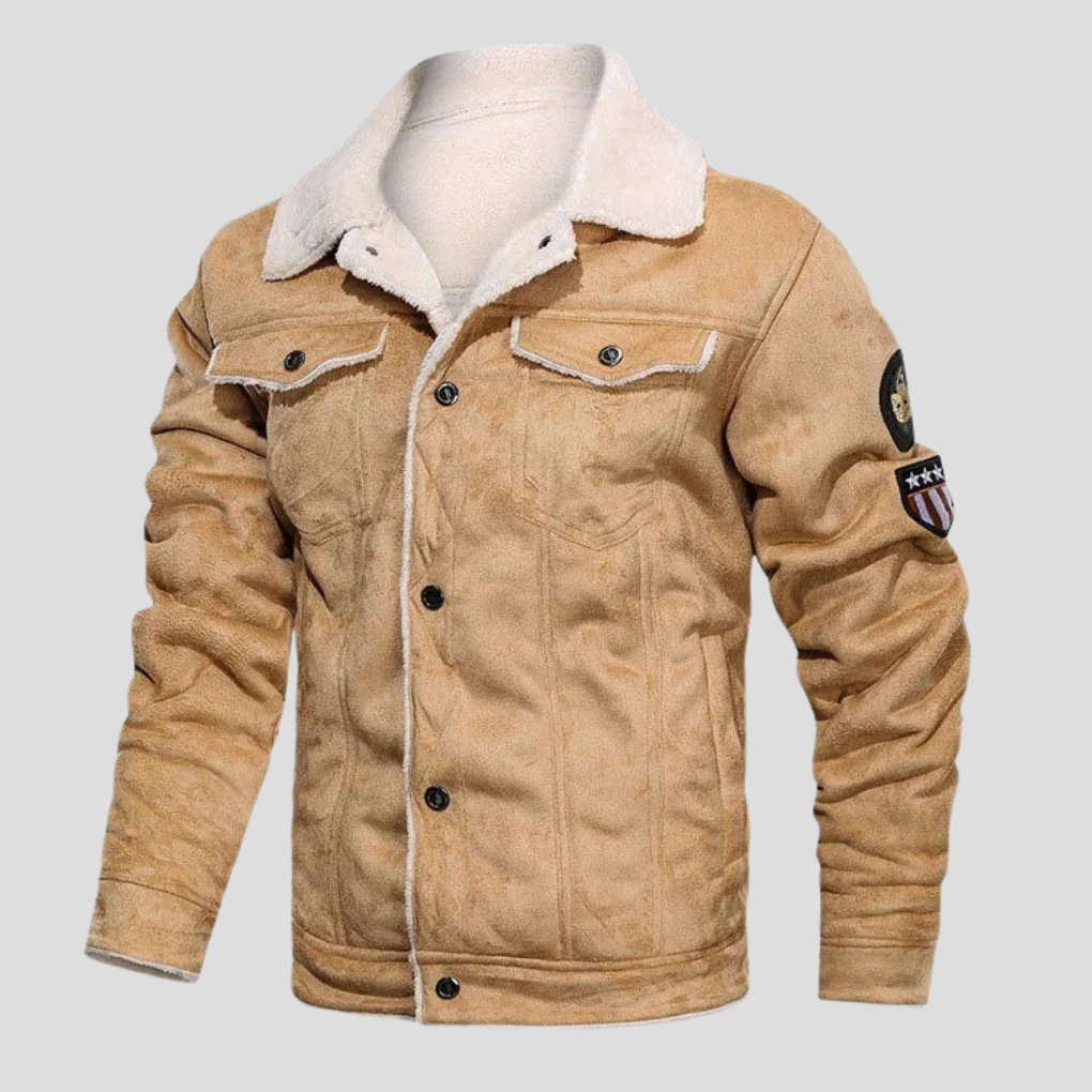 Chaqueta de motociclista de ante para hombre