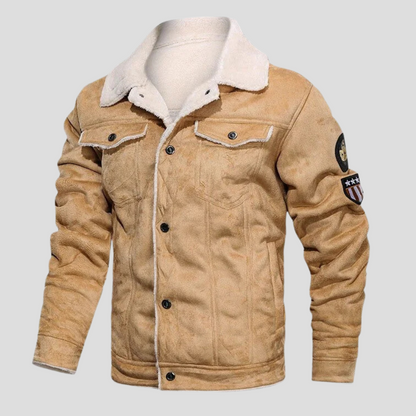 Chaqueta de motociclista de ante para hombre