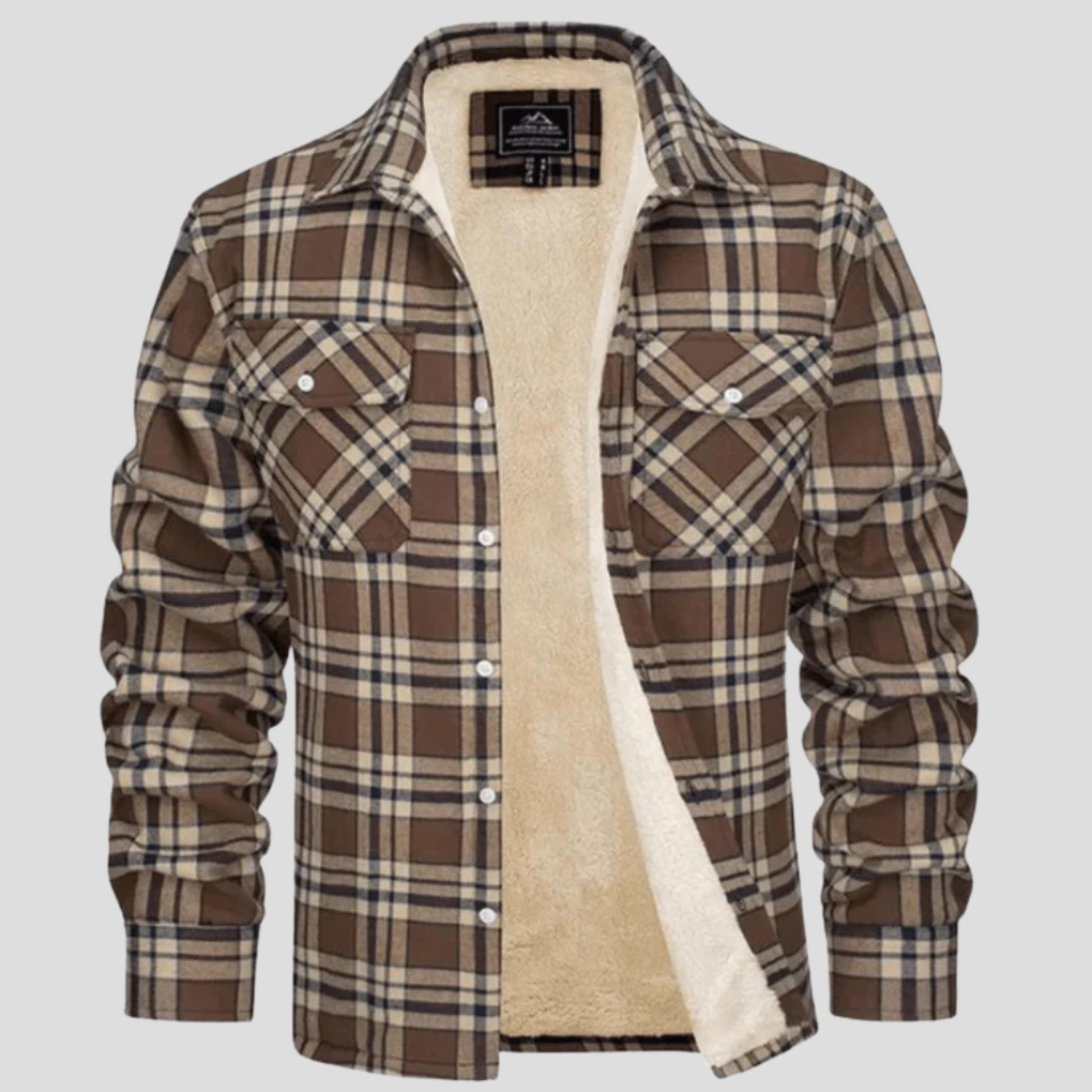 Chaqueta de cuadros para hombres con forro de forro polar