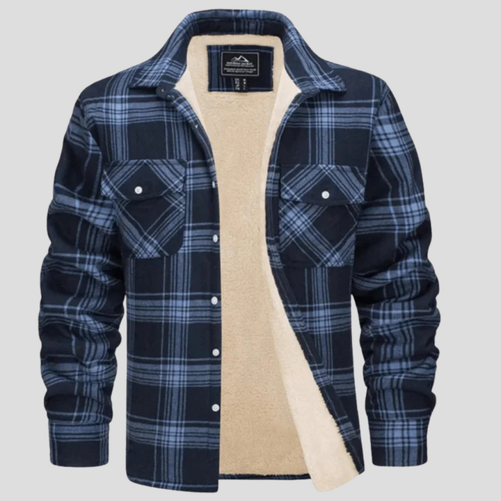 Chaqueta de cuadros para hombres con forro de forro polar