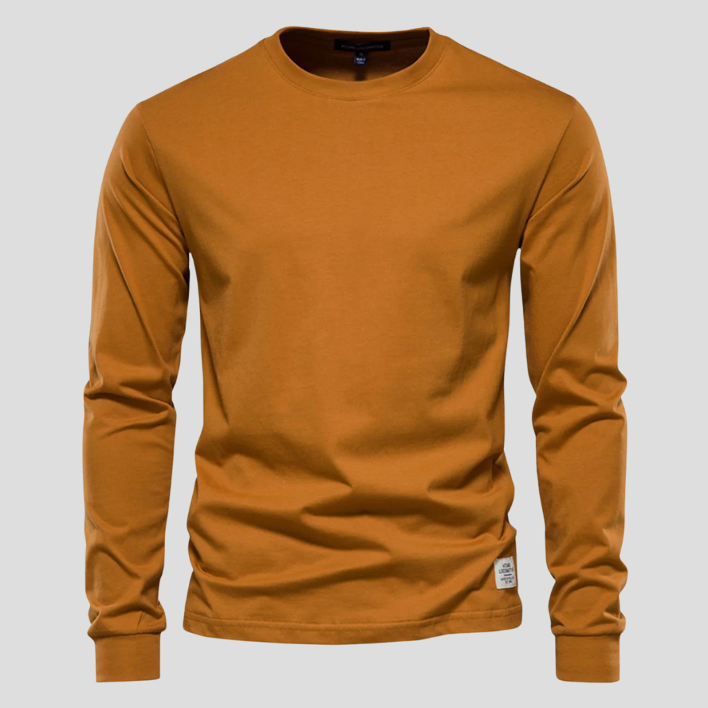 Camisa de Hombre de Mangas Largas con Cuello Redondo – Estilo Clásico Diario