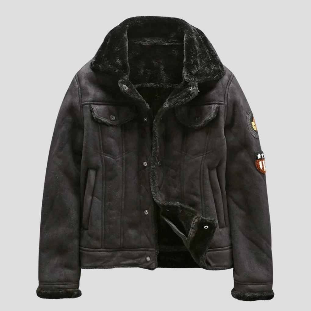 Chaqueta de motociclista de ante para hombre