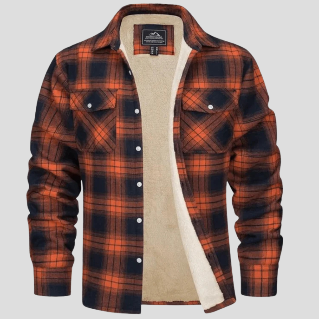 Chaqueta de cuadros para hombres con forro de forro polar