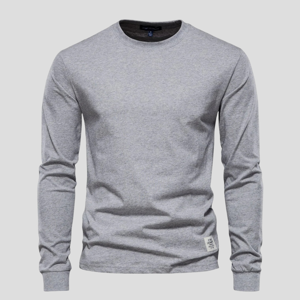 Camisa de Hombre de Mangas Largas con Cuello Redondo – Estilo Clásico Diario