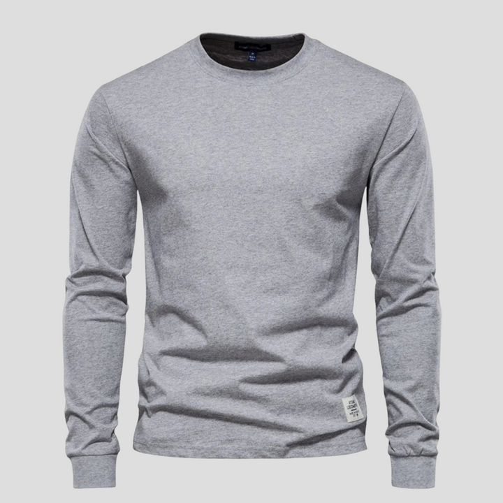 Camisa de Hombre de Mangas Largas con Cuello Redondo – Estilo Clásico Diario