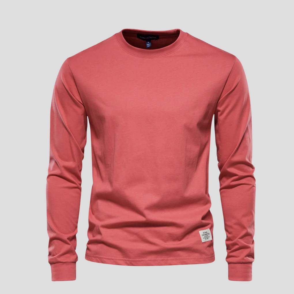 Camisa de Hombre de Mangas Largas con Cuello Redondo – Estilo Clásico Diario