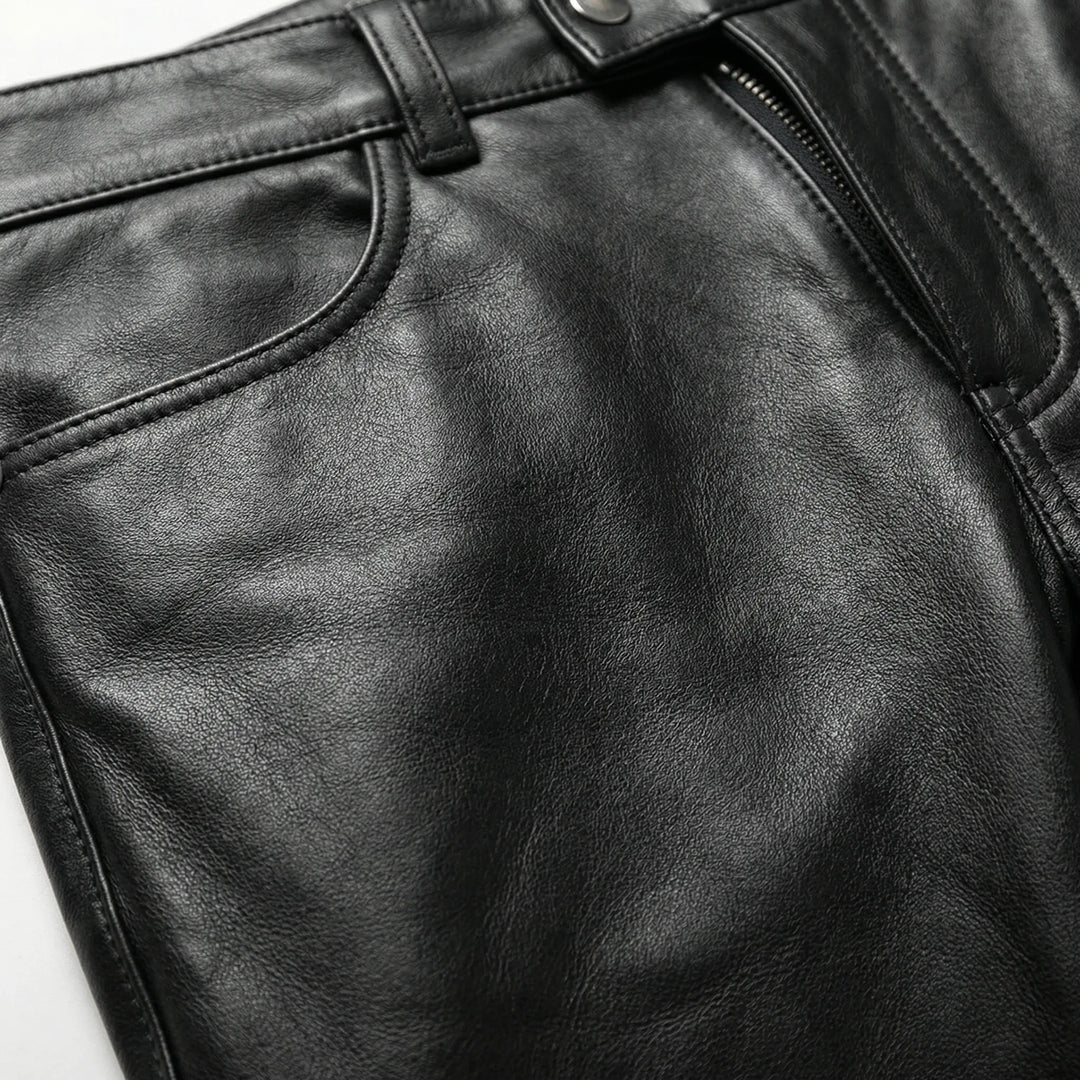 Veckro - Pantalones ajustados de piel sintética para hombre
