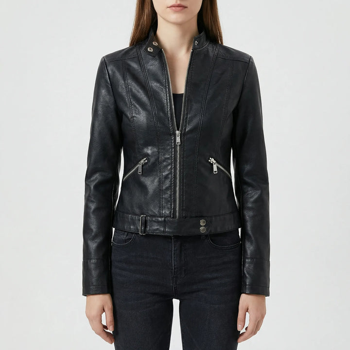 Velourex - Chaqueta estructurada estilo motociclista para mujer