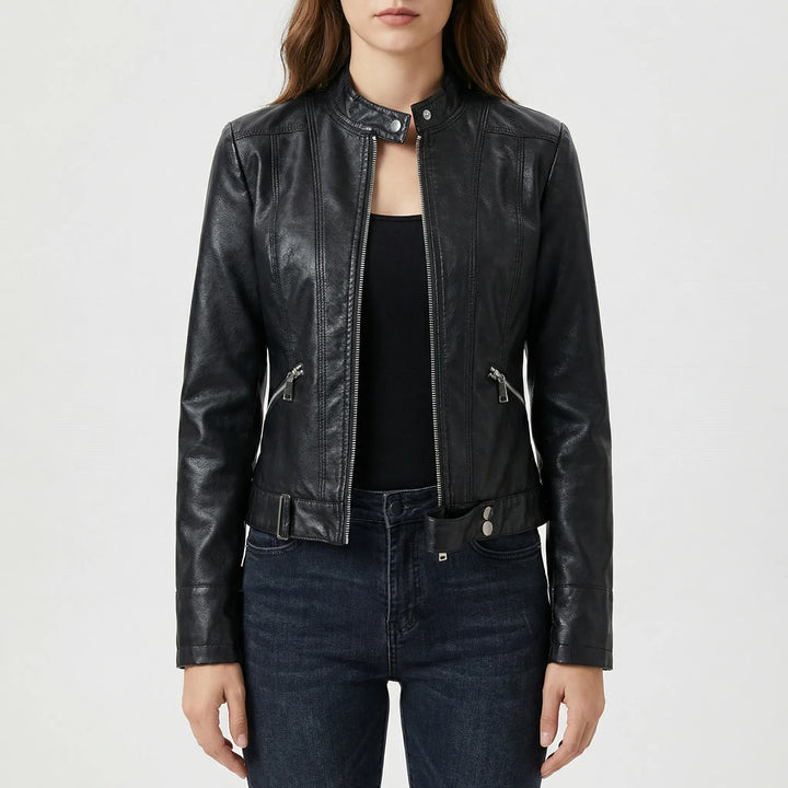 Velourex - Chaqueta estructurada estilo motociclista para mujer