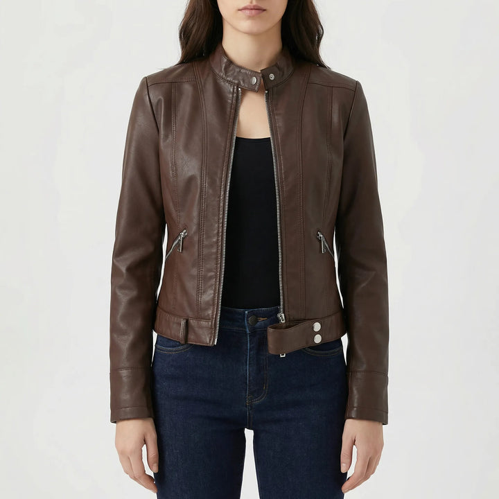 Velourex - Chaqueta estructurada estilo motociclista para mujer
