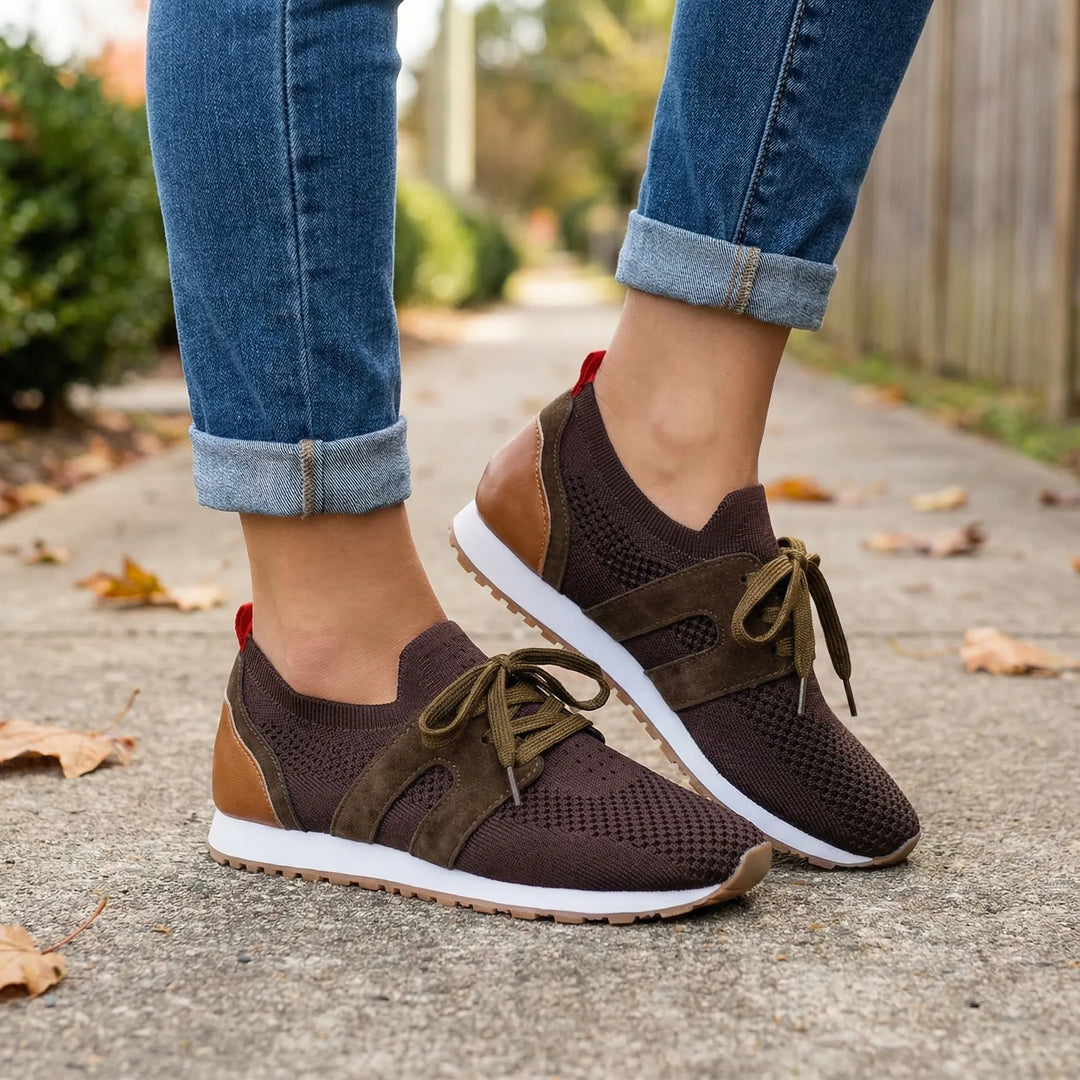 Veloxia - Zapatillas de punto con cordones para mujer