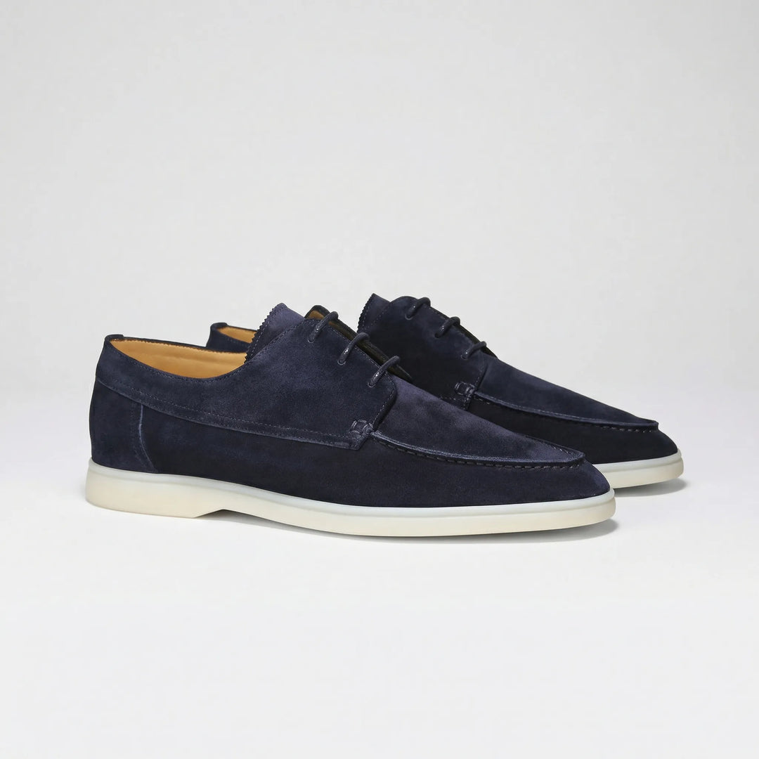 Velvano - Mocasines de ante con cordones para hombre