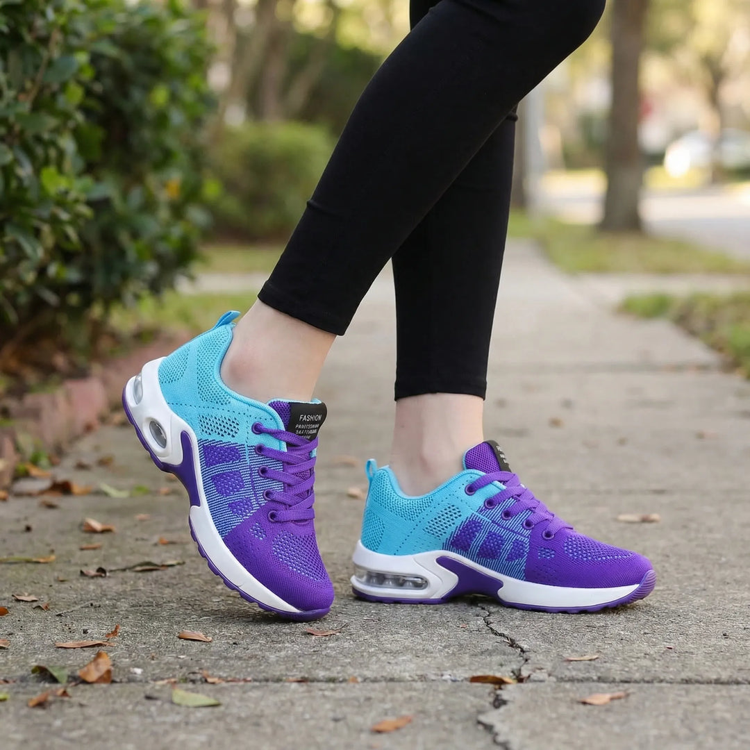 Velvrun - Zapatillas deportivas con cordones y amortiguación de aire para mujer